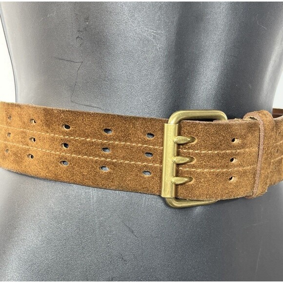 Wide Gap VTG Suede Leather Womens Boho Gypsy Belt XS 24"~ 33" Made In England - Picture 2 of 8